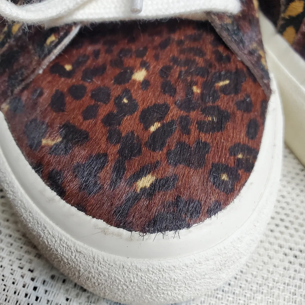 Madewell‎ sidewalk sneaker dyed calf hair animal print leopard cheetah size 7.5